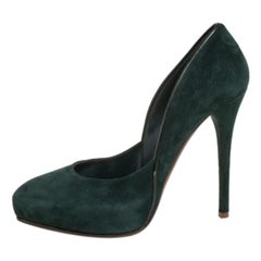 Ralph Lauren Dark Green Suede Platform Pumps Size 38