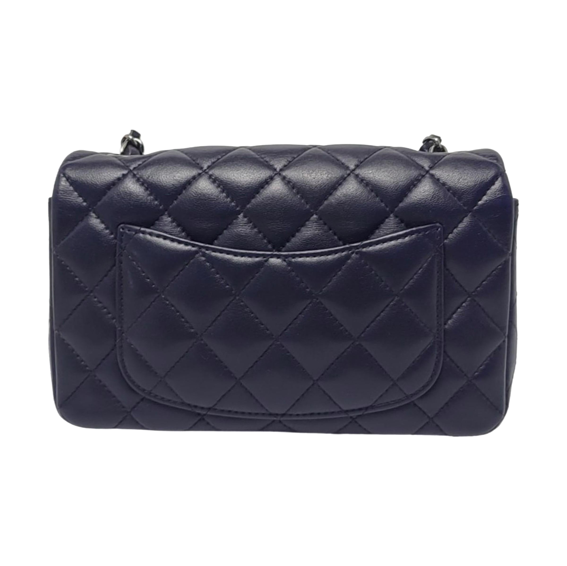 Chanel Classic Flap Rectangular Mini Lila Lammfell Silver Hardware im Angebot