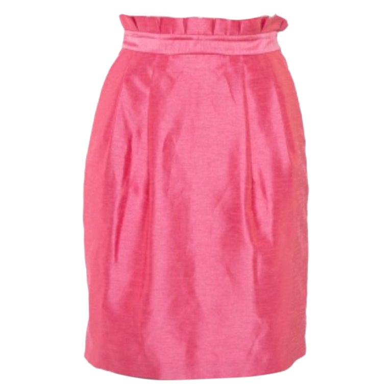Alice + Olivia Pink Synthetic Paper Bag Waist Detail Mini Skirt XS For Sale