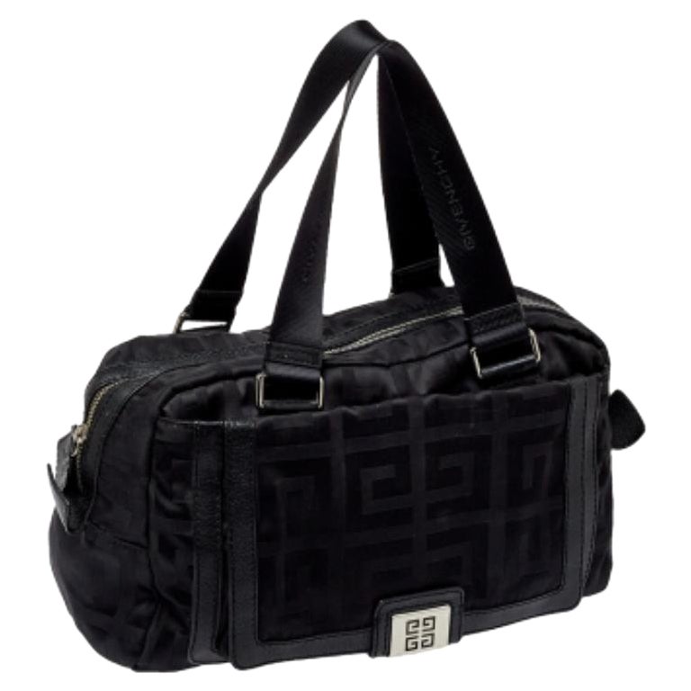 Givenchy Black Leather And Signature Canvas Duffel Bag For Sale