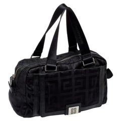 Givenchy Black Leather And Signature Canvas Duffel Bag