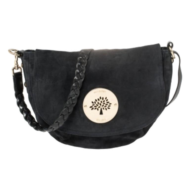 Mulberry Navy Blue Croc Effect Suede Daria Shoulder Bag For Sale