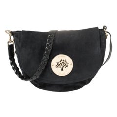 Mulberry Navy Blue Croc Effect Suede Daria Shoulder Bag