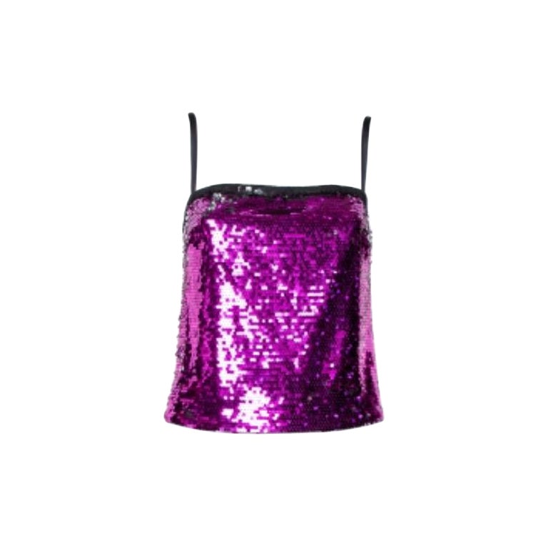 Dolce & Gabbana Fuschia Pink Sequin Paillette Embellished Camisole Top S For Sale