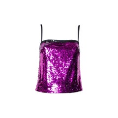 Dolce & Gabbana Fuschia Pink Sequin Paillette Embellished Camisole Top S