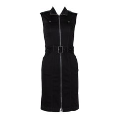 Burberry Brit Black Denim Belted Zipper Front Short Dress S