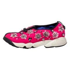 Dior Pink Mesh Embellished Fusion Slip On Sneakers Size 37
