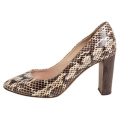 Jimmy Choo Brown/Beige Python Embossed Leather Pumps Size 38.5