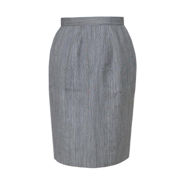 Christian Dior Grauer Bleistiftrock mit hoher Taille aus Wolle M im Angebot