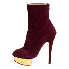 Charlotte Olympia Burgundy Suede  Ankle Boots Size 36