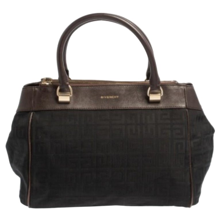 Givenchy Black/Brown Monogram Canvas and Leather Tote For Sale