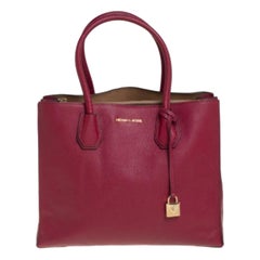 Michael Kors Burgundy Grained Leather Large Mercer Tote
