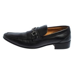 Gucci Black Leather Horsebit Slip On Loafers Size 43.5
