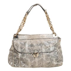 Tory Burch Cream Python Embossed Leather Simon Shoulder Bag