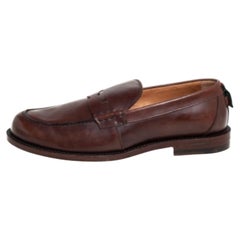 Gucci Brown Leather Penny Loafers Size 42.5