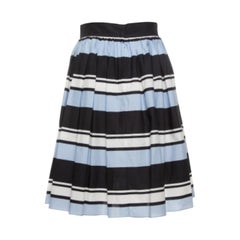 Dolce & Gabbana Blau gestreifter ausgestellter Baumwollminirock M