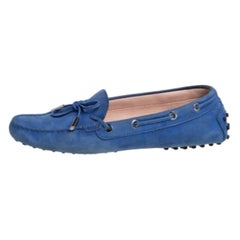 Tod's Blue Nubuck  Gommino Slip On Loafers Size 38.5