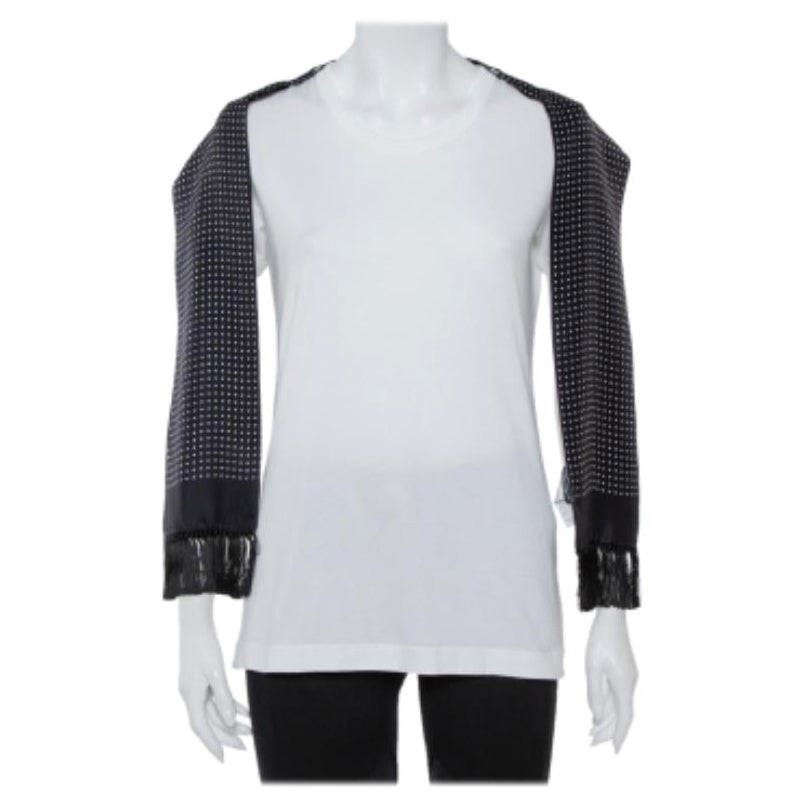 Dolce & Gabbana White Cotton Scarf Detailed T-Shirt M For Sale
