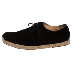 Christian Louboutin Black Suede Lace Up Espadrilles Size 43