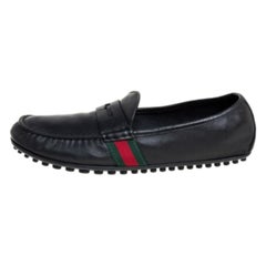 Gucci Black Leather Slip On Loafers Size 42.5