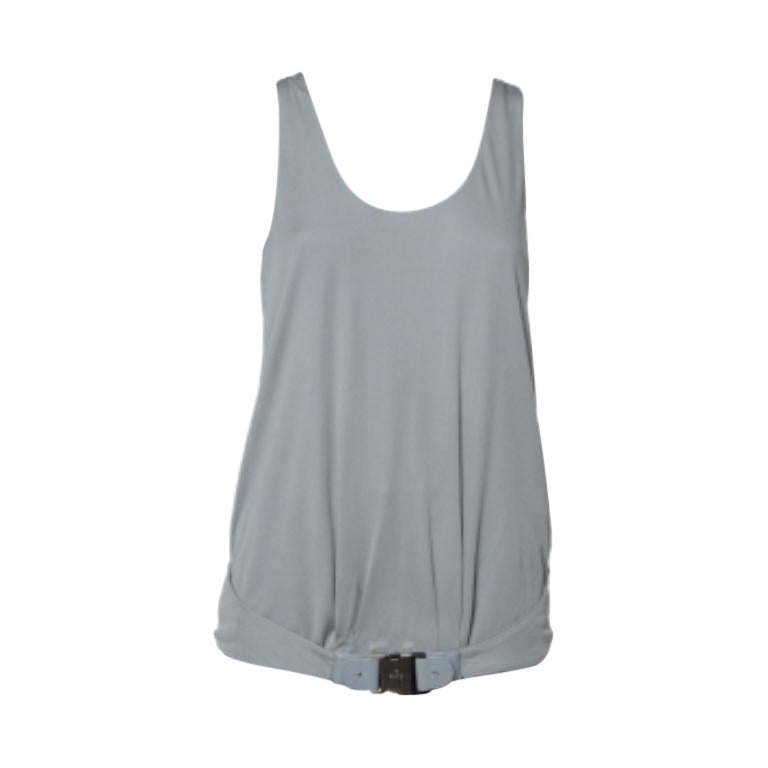 Gucci Grey Knit Leather Belt Detail Tank Top M For Sale