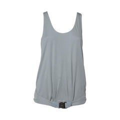 Gucci Grey Knit Leather Belt Detail Tank Top M