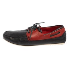 Tod's For Ferrari Navy Blue/Red Leather Lace Loafers Size 41