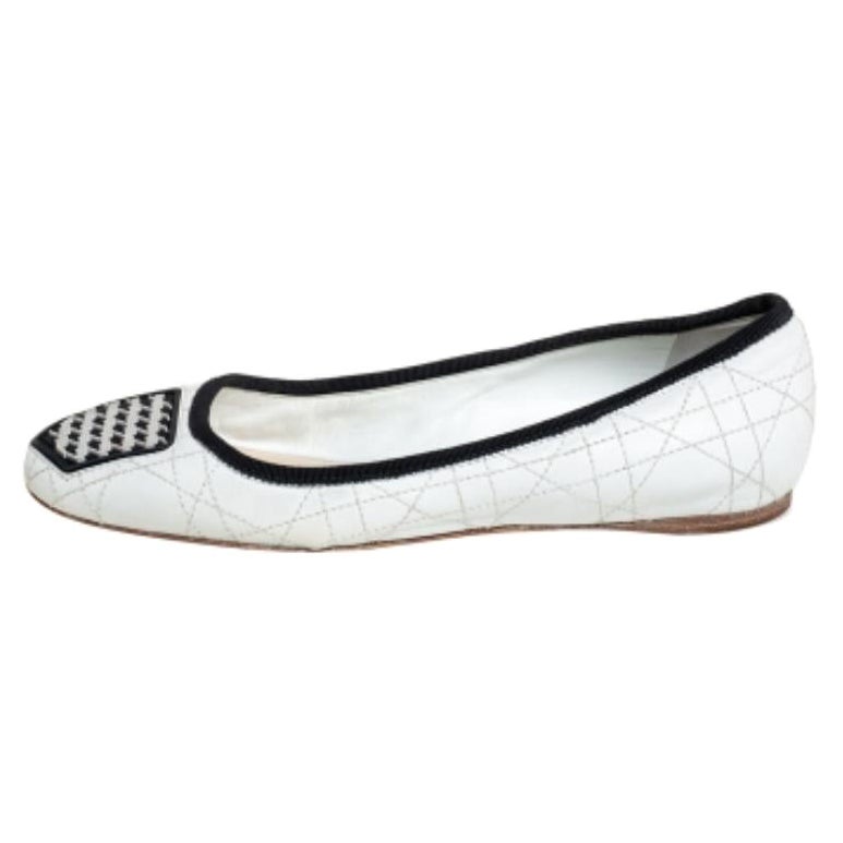Dior White Leather Ballerina Flats Size 36.5 For Sale