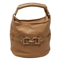 Burberry Beige Leather Horsebit Hobo