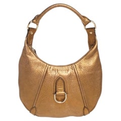 Burberry Metallic Gold Grained Leather Hobo