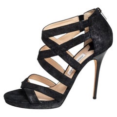 Jimmy Choo Black Suede Strappy Sandals Size 41