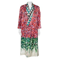 Gucci Multicolor Printed Silk Open Front Coat L