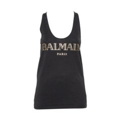 Balmain Black Cotton Logo Printed Tank Top M