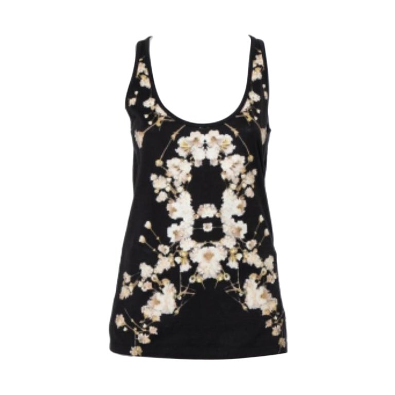 Givenchy Black Cotton Floral Printed Tank Top S For Sale