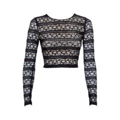 Alice + Olivia Black Lace Long Sleeve Rilo Crop Top XS