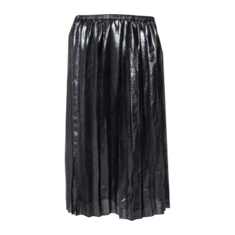 Isabel Marant Metallic Grey Lame' Pleated Knee Length Skirt M For Sale