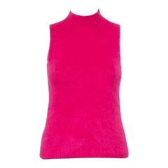 Versace Pink Mohair High Neck Sleeveless Tank Top M