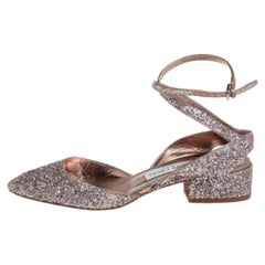 Jimmy Choo Glitter Micky Ankle Strap Sandals Size 39
