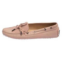 Tod's Pink Lizard Embossed Leather Slip On  Loafers Size 41