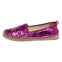 Jimmy Choo Pink Sequin Espadrille Flats Size 38.5