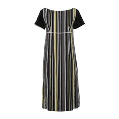 Prada Multicolor Striped Crepe Midi Dress M