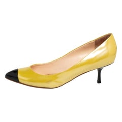 Giuseppe Zanotti Yellow/Black Patent Leather Cap Toe Pumps Size 38