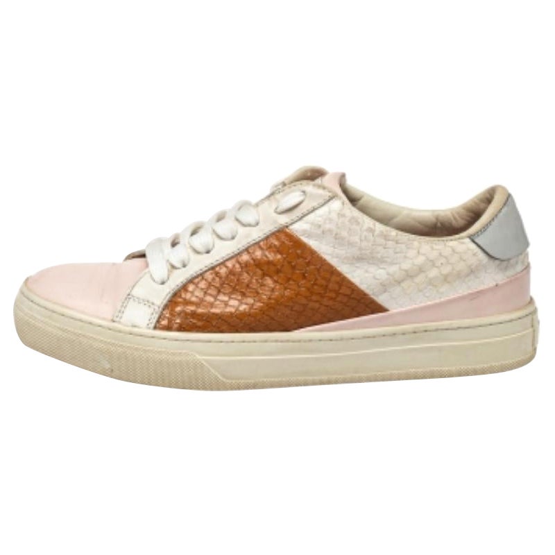 Tod's Multicolor Python And Leather Lace Up Sneakers Size 36 For Sale