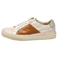 Tod's Multicolor Python And Leather Lace Up Sneakers Size 36