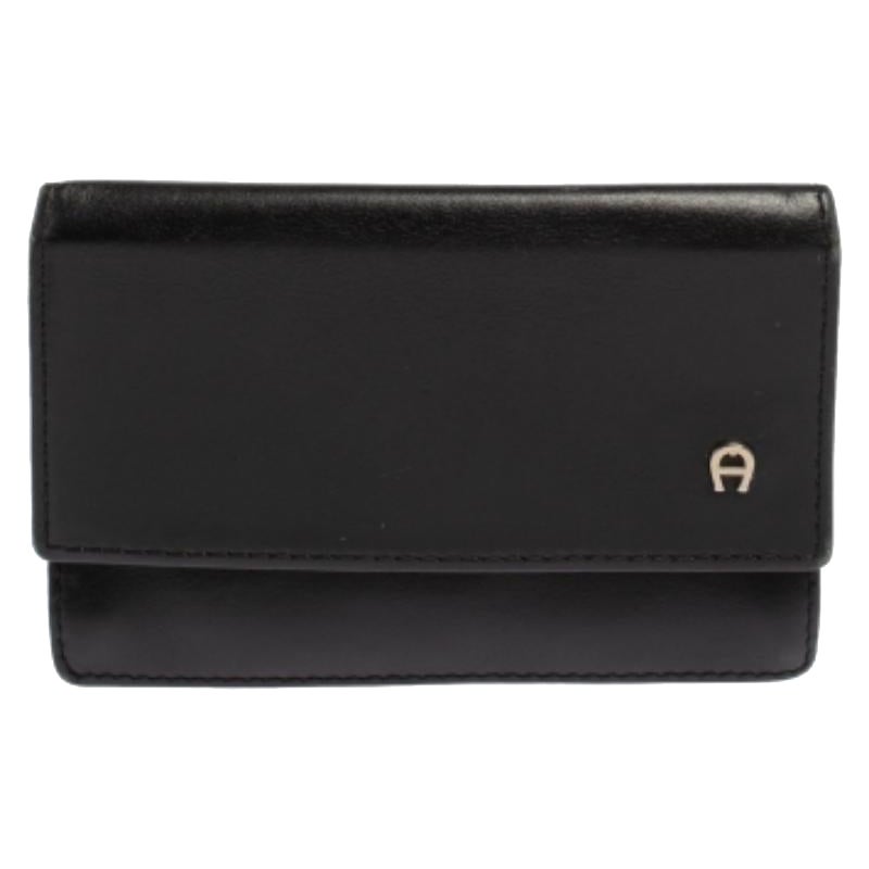 Aigner Black Leather Card Holder For Sale