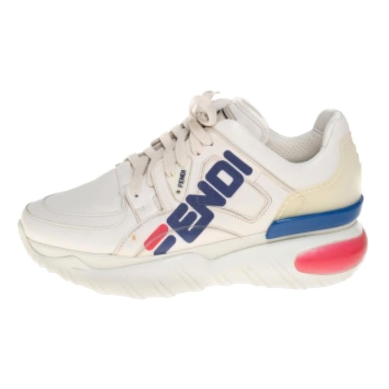 Fendi White Leather And Rubber Fendi-Fila Mania Logo Low Top Sneakers Size 39 For Sale