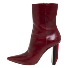 Vetements Burgundy Leather Reflector Ankle Boots Size 40