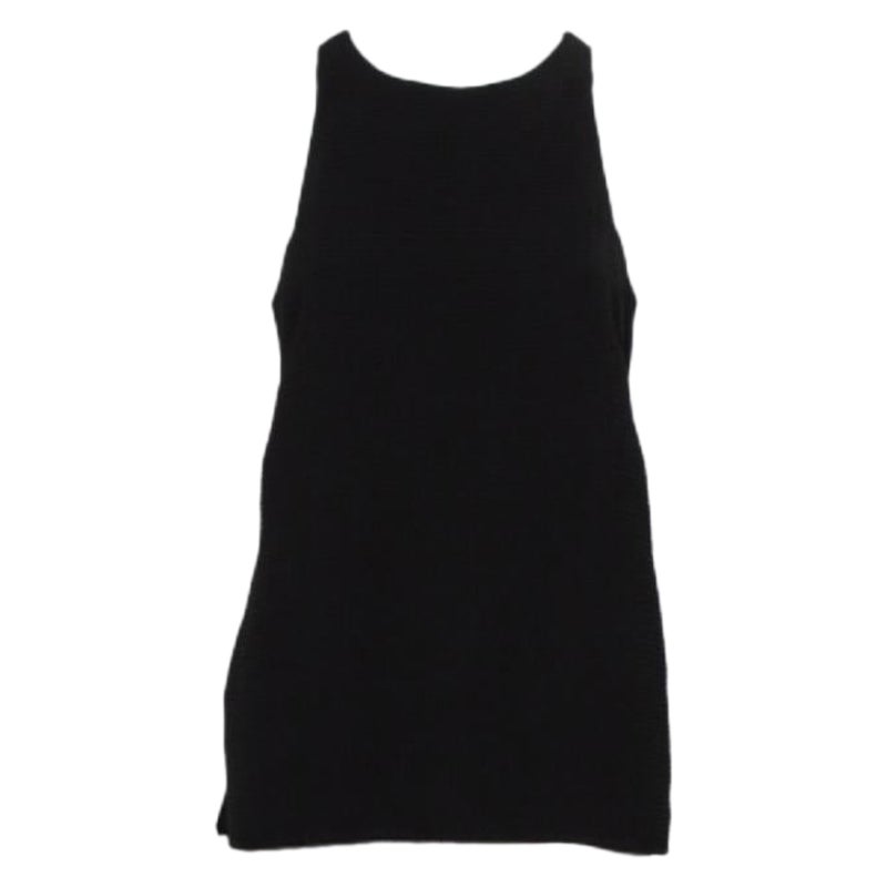Helmut Lang Black Textured Synthetic Raze Tank Top M For Sale