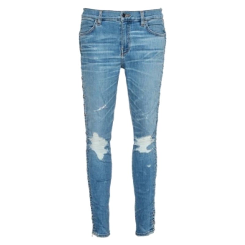 Amiri Blue Denim Side Chain Detail Skinny Jeans M For Sale