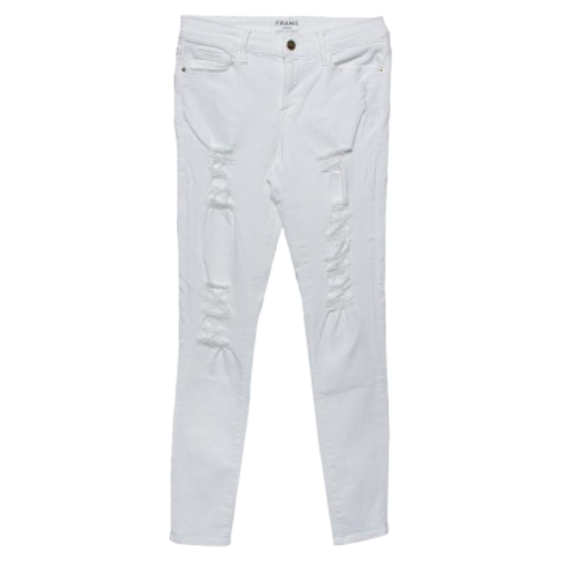 Frame White Denim Le Skinny de Jeanne Jeans M For Sale